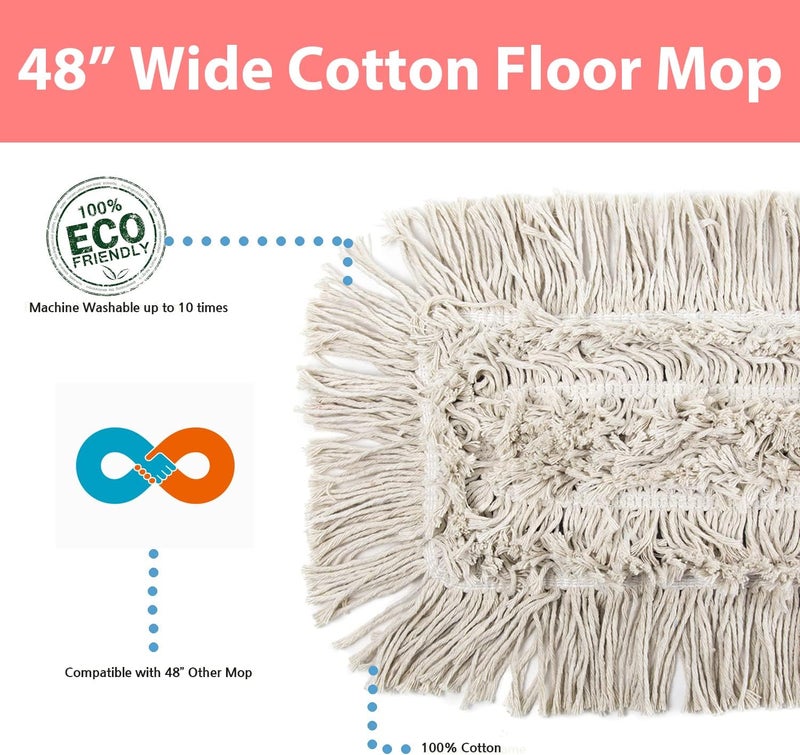 JINCLEAN 2 Pack of 48" Cotton Refills for Industrial Class Floor Dust mop Series Can be fit with Others (2 Pack of 48" Cotton Refill) - Image 4